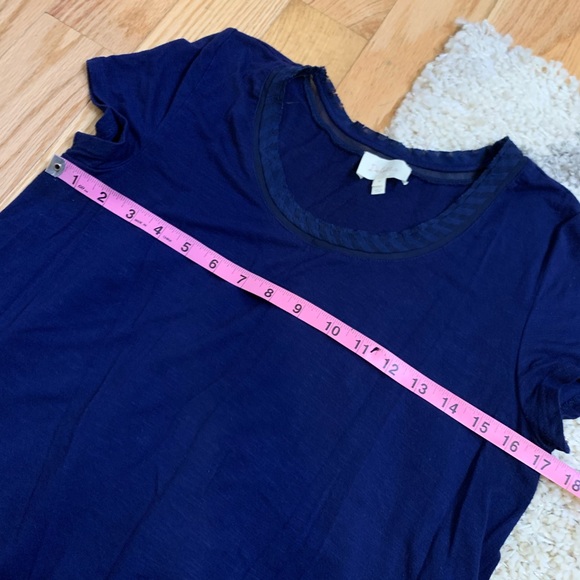 ANTHRO Deletta Blue Plaid Sheer Slice High Low Tee - Picture 9 of 10